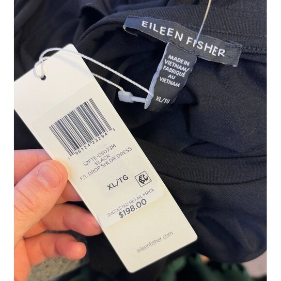 Eileen Fisher Black Drop Shoulder Dress XL - Picture 4 of 4